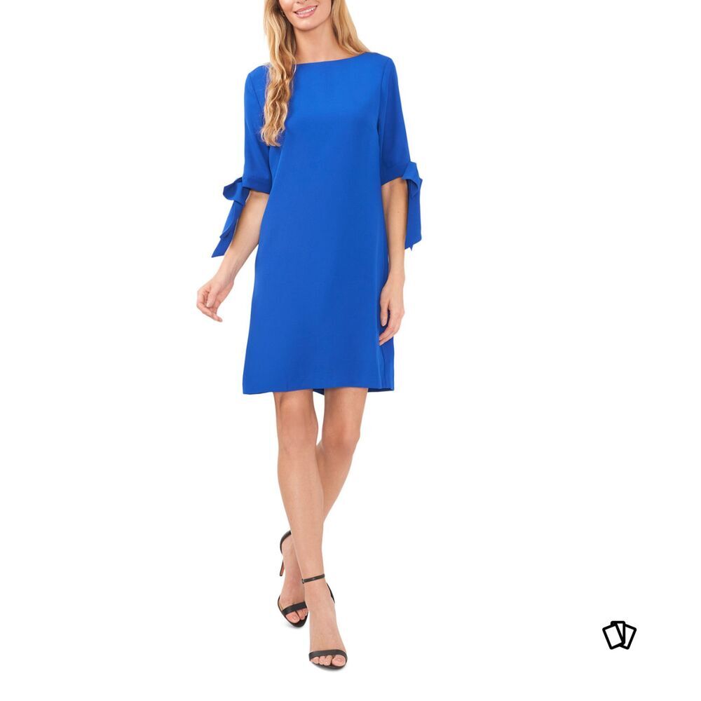 NWT CeCe Cobalt Blue Shift Dress Tie Sleeve Plus Size 16W Career Cocktail